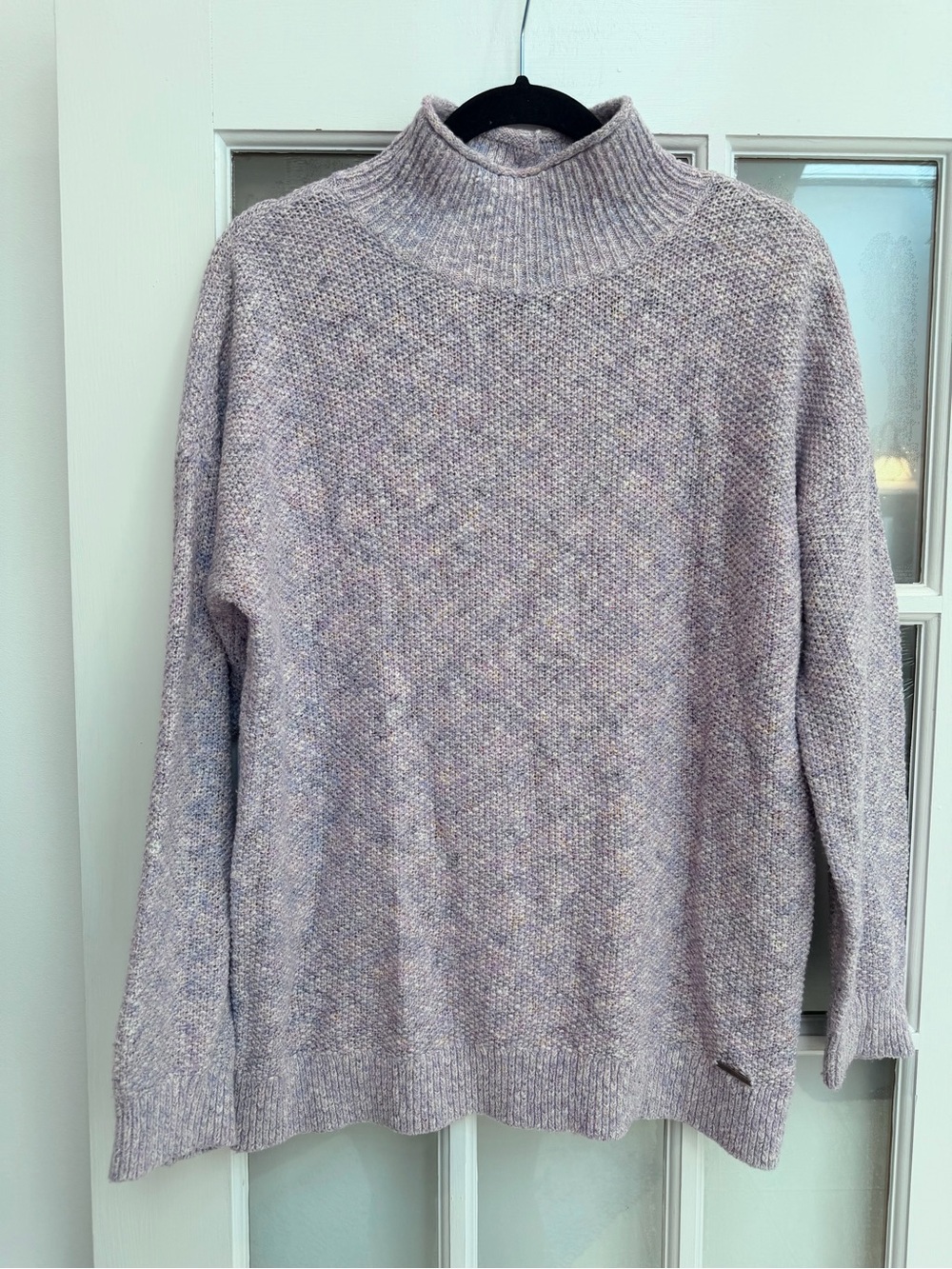 A&F Abercrombie & Fitch Button Back Cozy Lavender Mock Neck Knit Sweater Size L